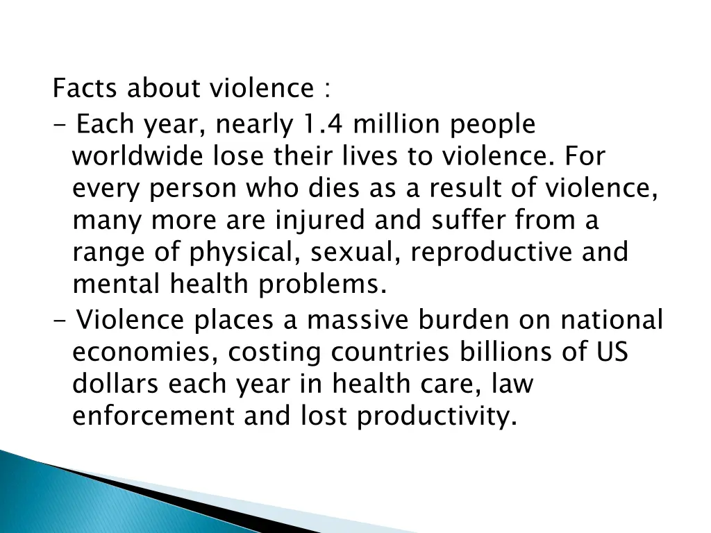 facts about violence each year nearly 1 4 million
