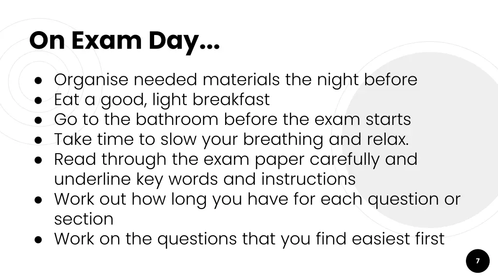 on exam day
