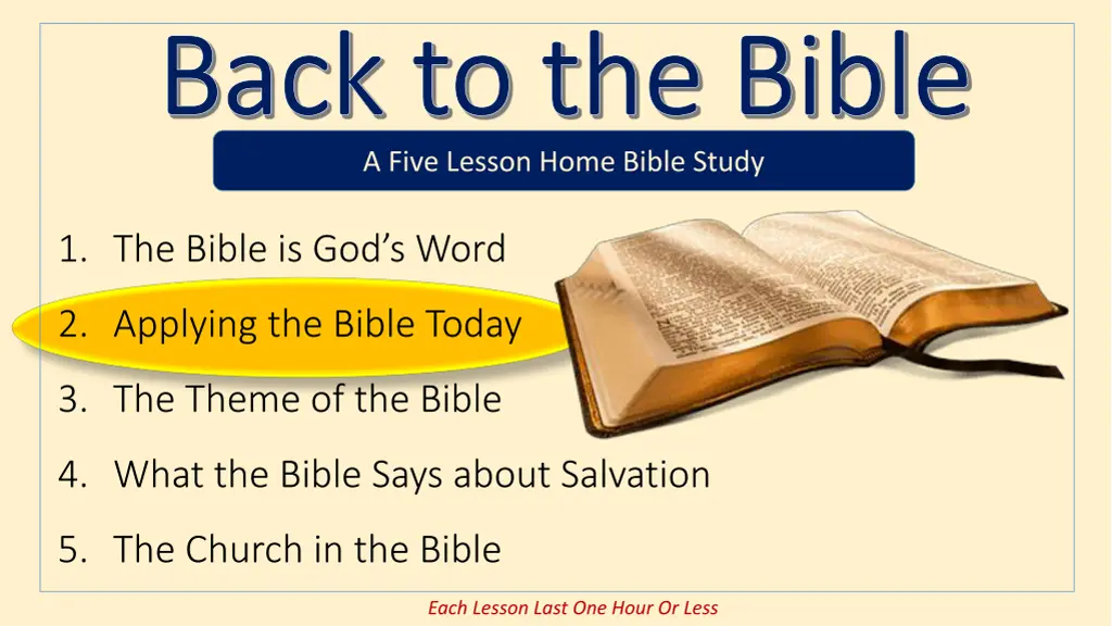 back to the bible back to the bible a five lesson 1
