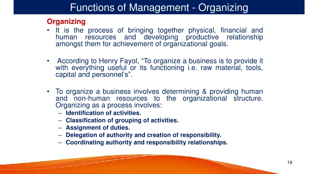 functions of management organizing