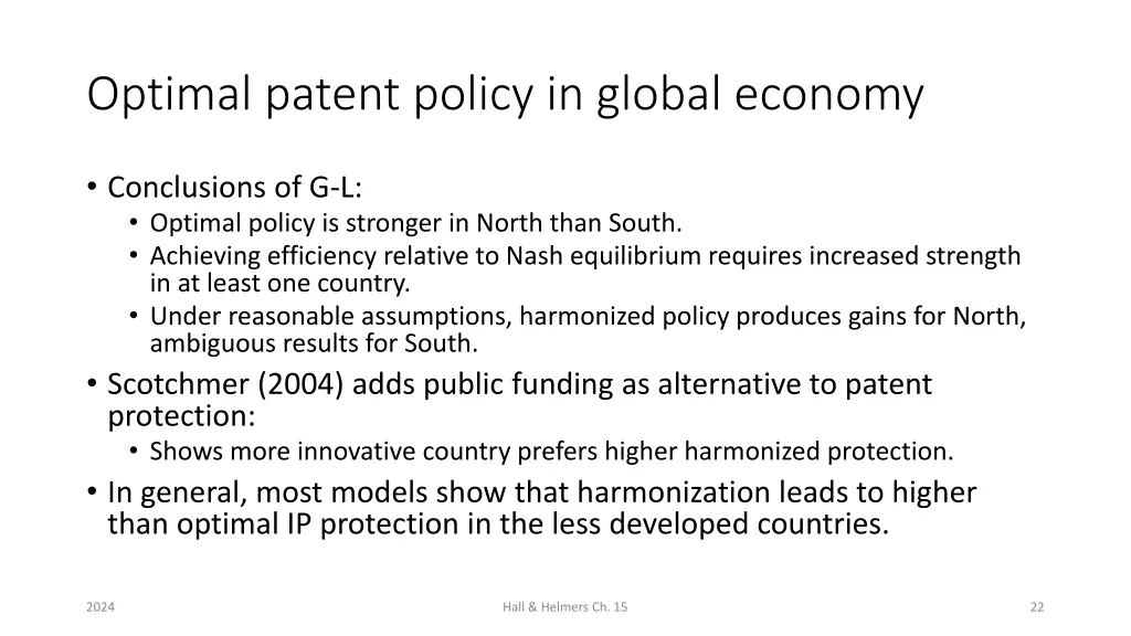 optimal patent policy in global economy