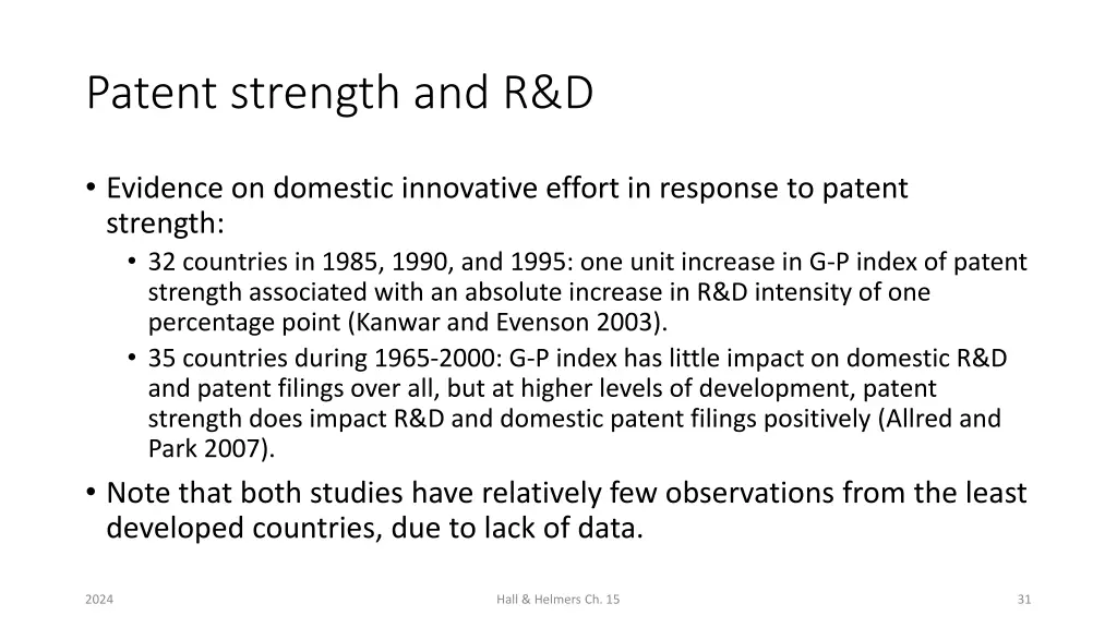 patent strength and r d