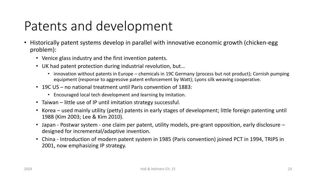 patents and development