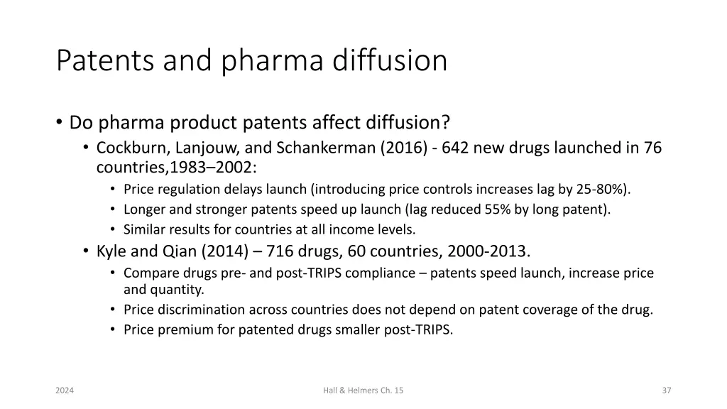 patents and pharma diffusion