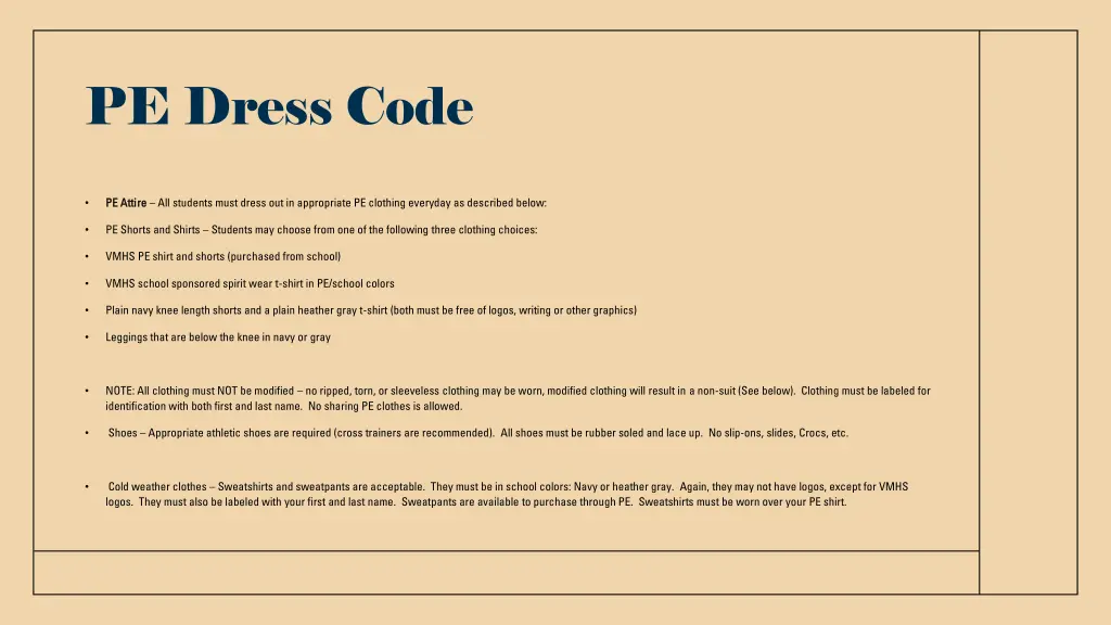pe dress code