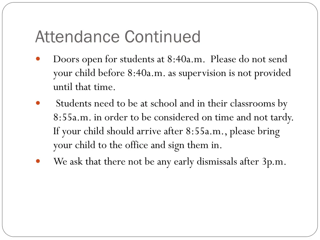 attendance continued