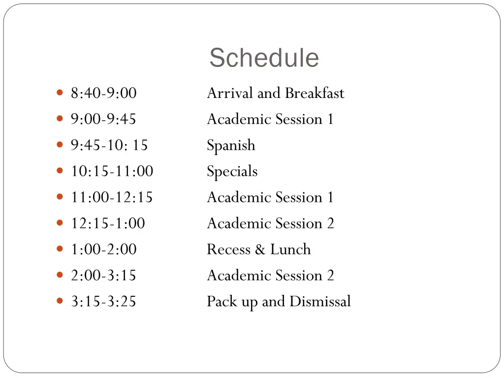 schedule