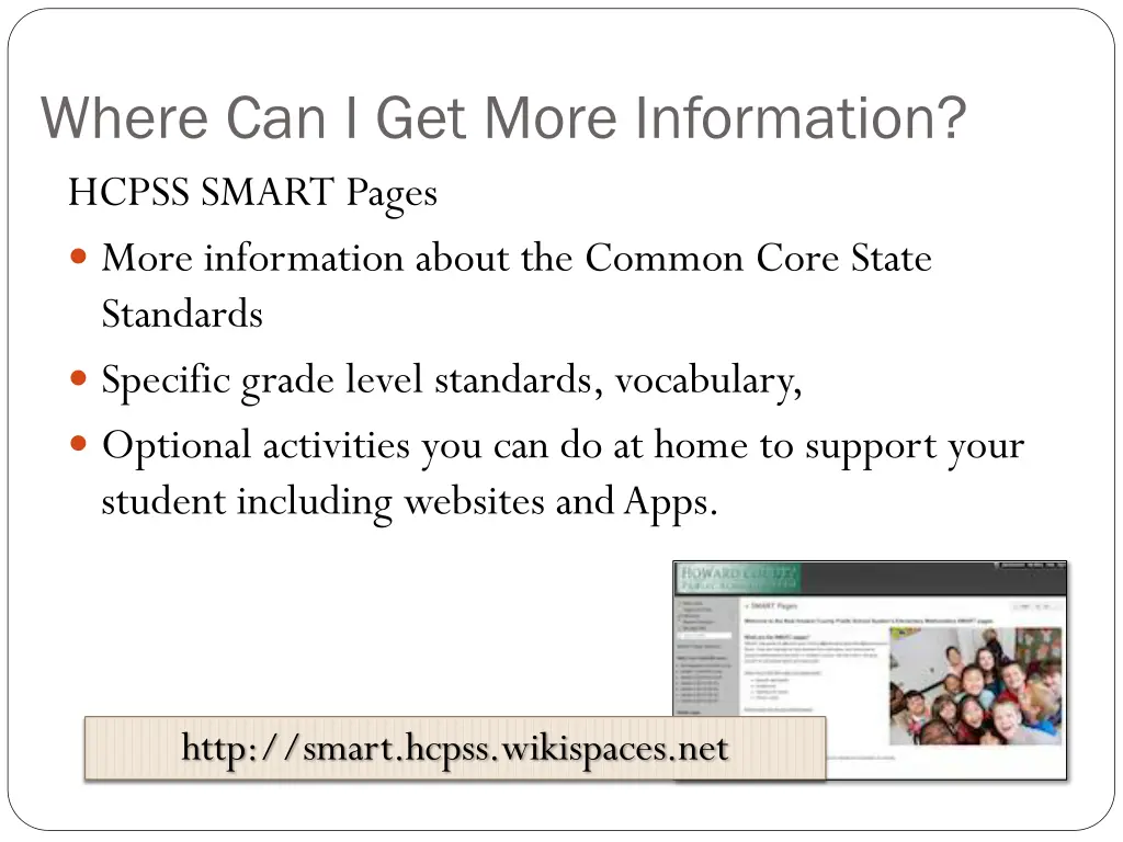 where can i get more information hcpss smart