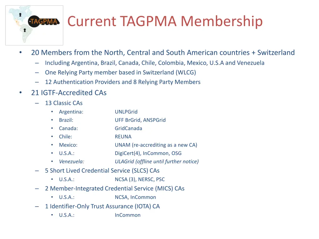current tagpma membership 1