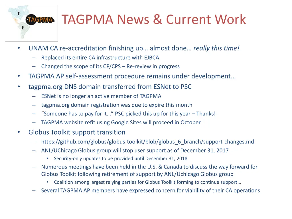 tagpma news current work