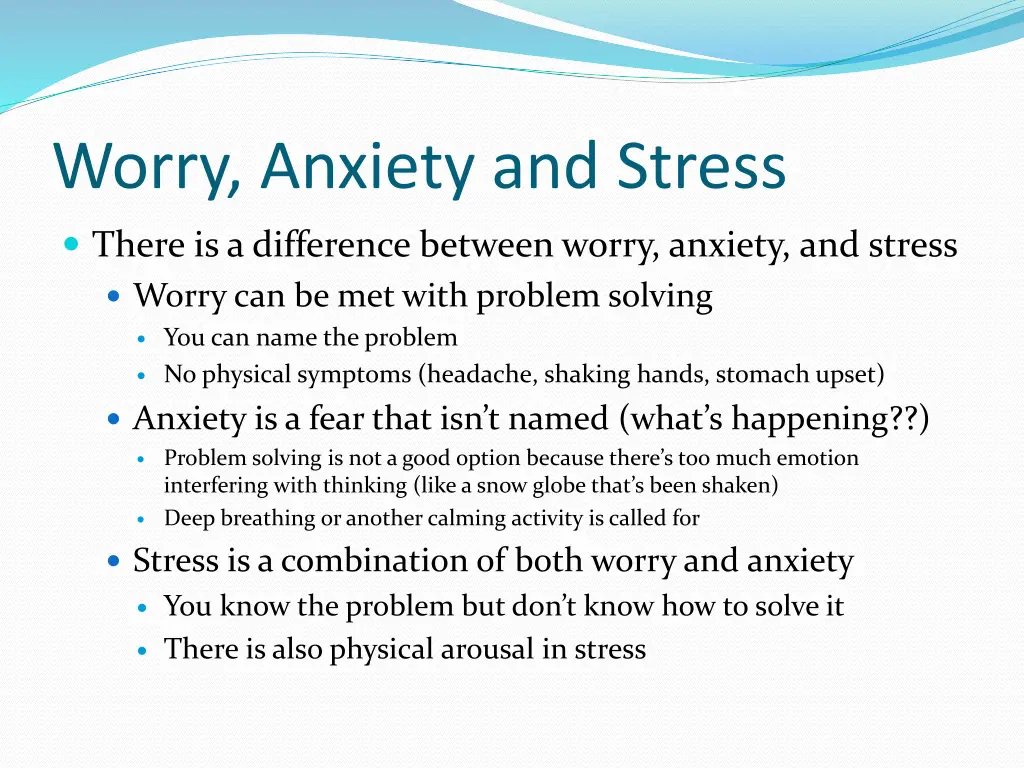 worry anxiety and stress