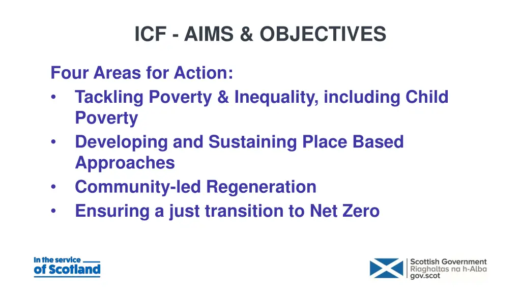 icf aims objectives