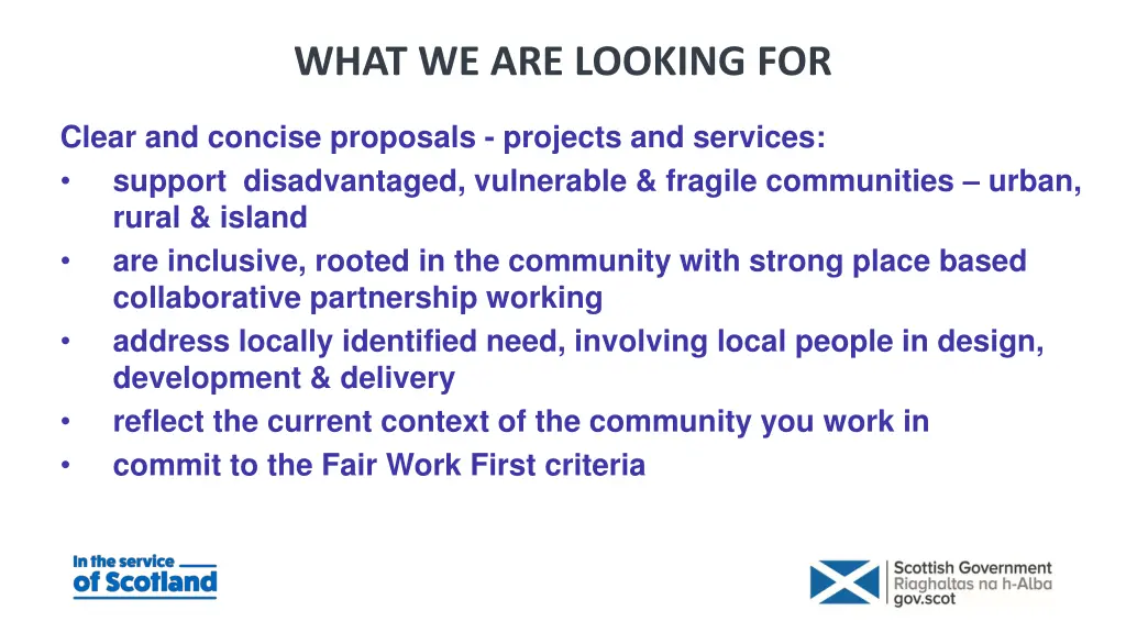 what we are looking for