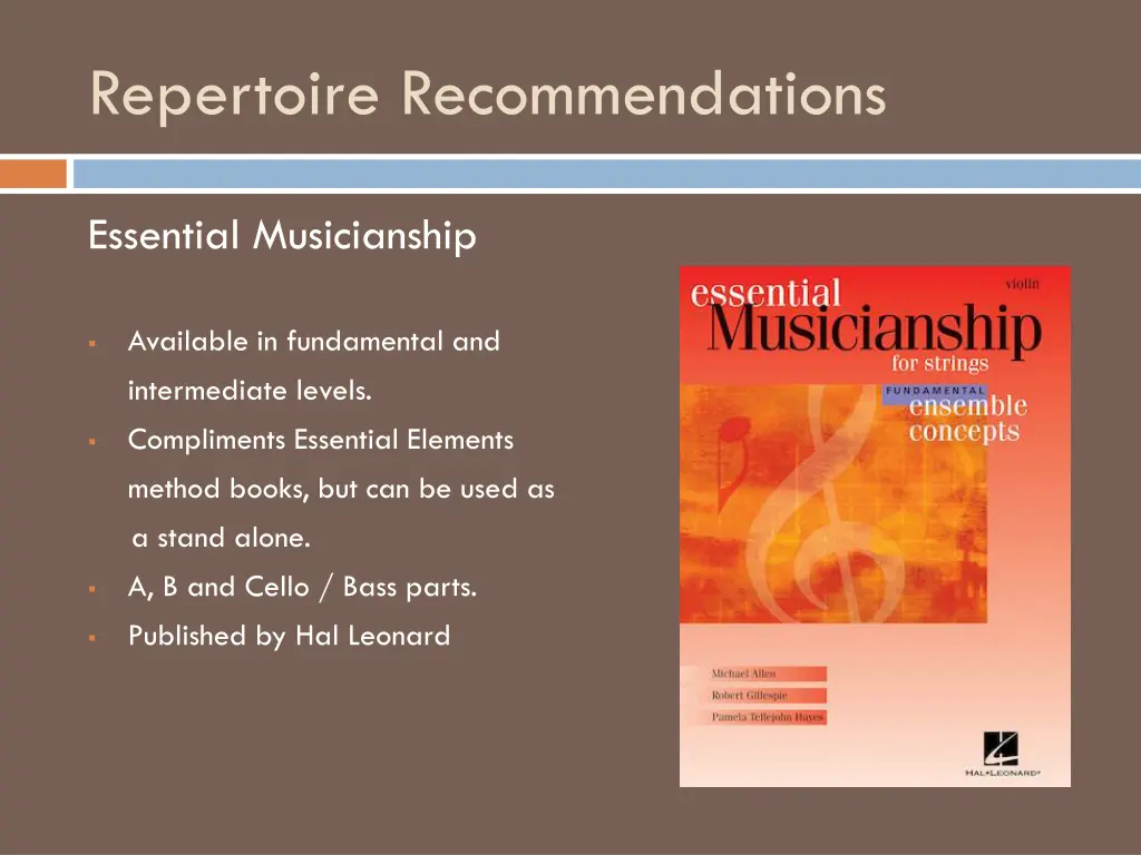 repertoire recommendations 1