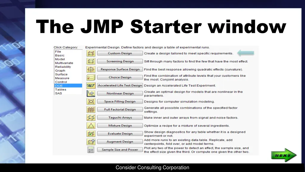 the jmp starter window