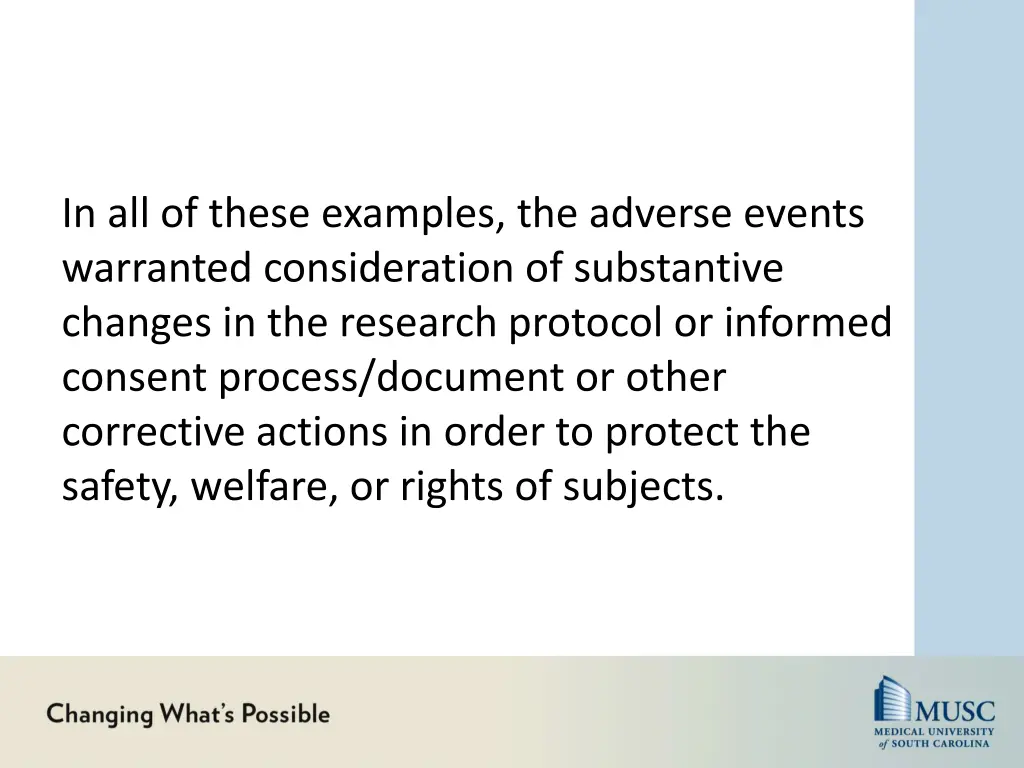 in all of these examples the adverse events
