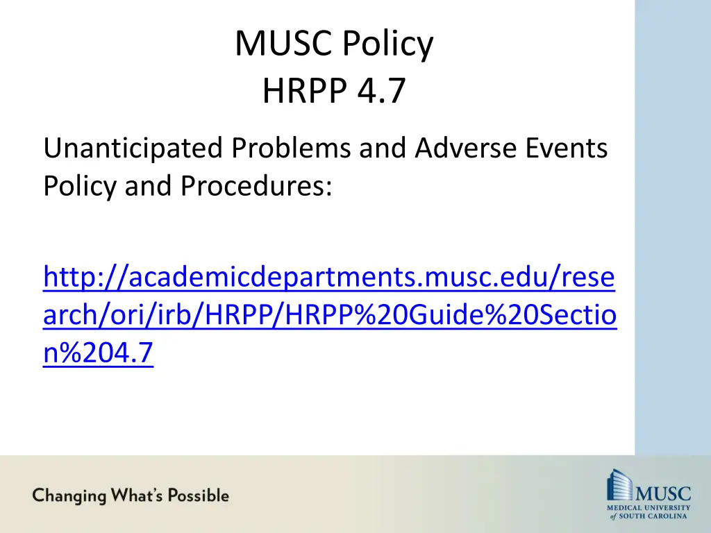 musc policy hrpp 4 7