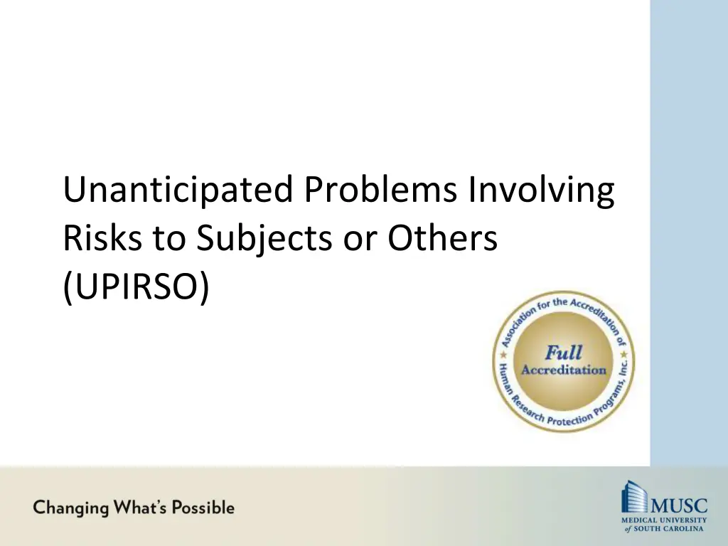 unanticipated problems involving risks