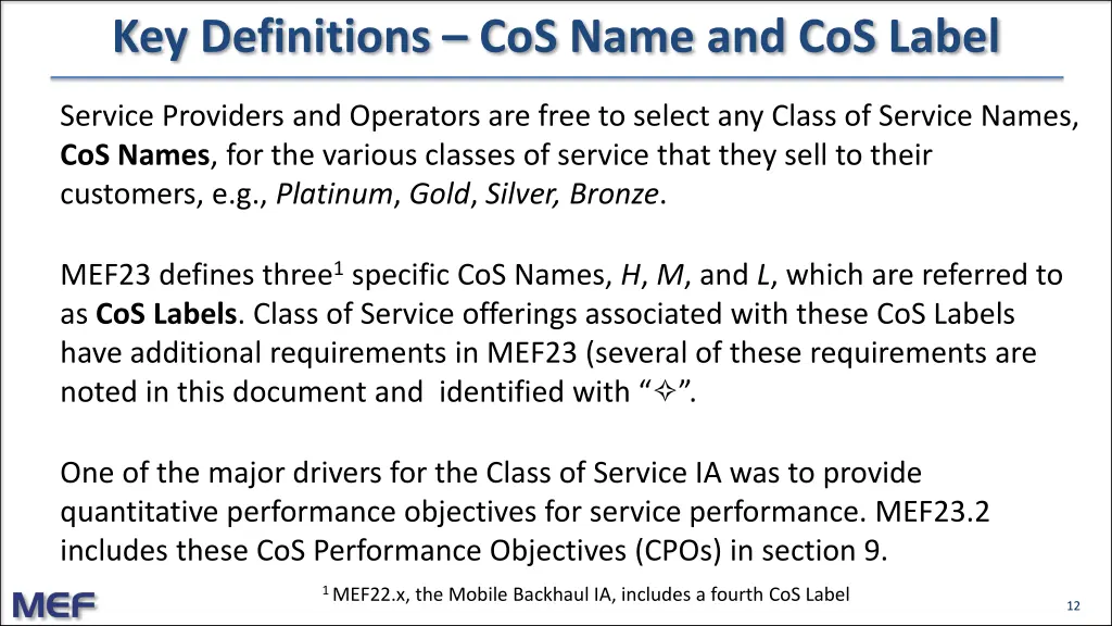 key definitions cos name and cos label