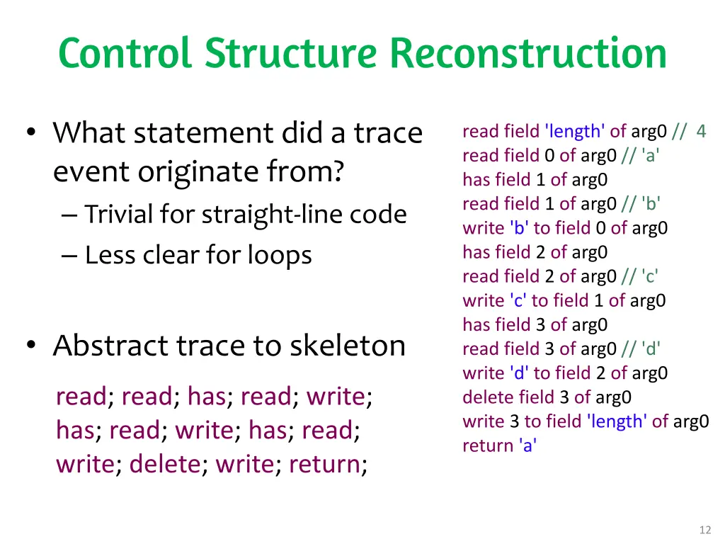 control structure reconstruction
