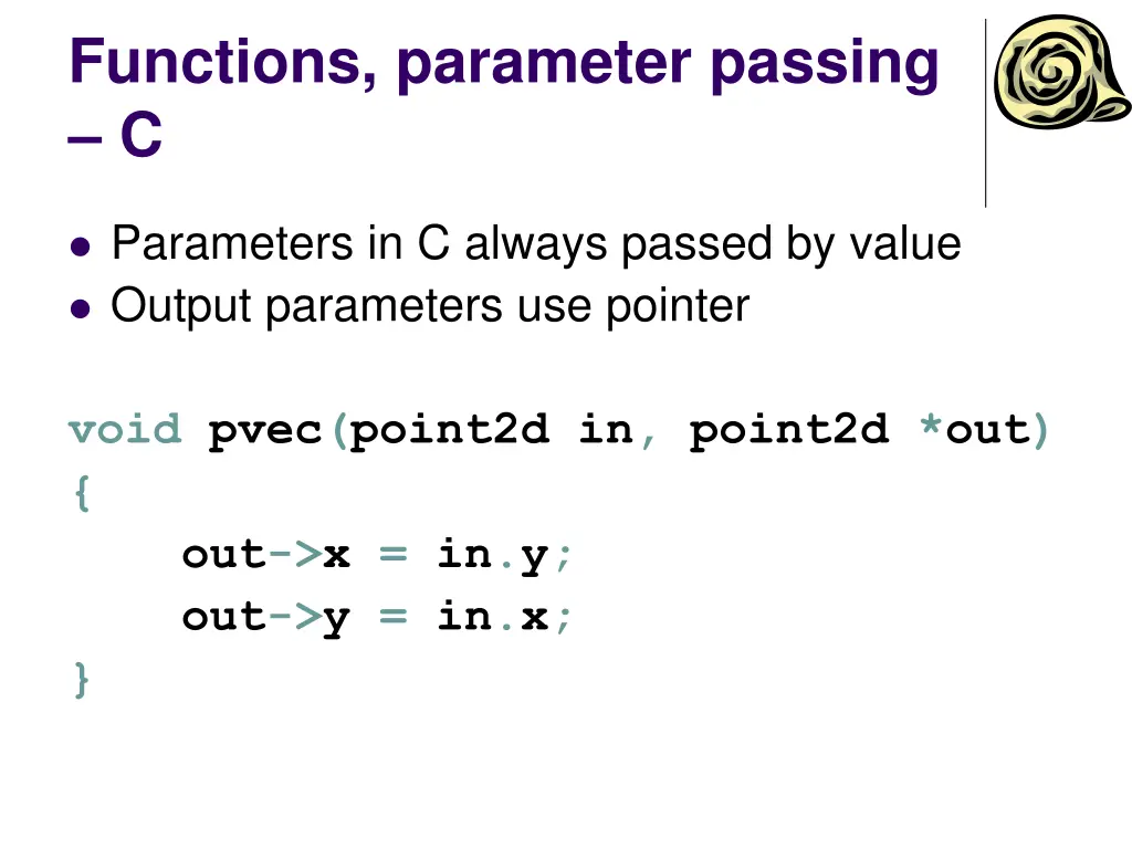 functions parameter passing c