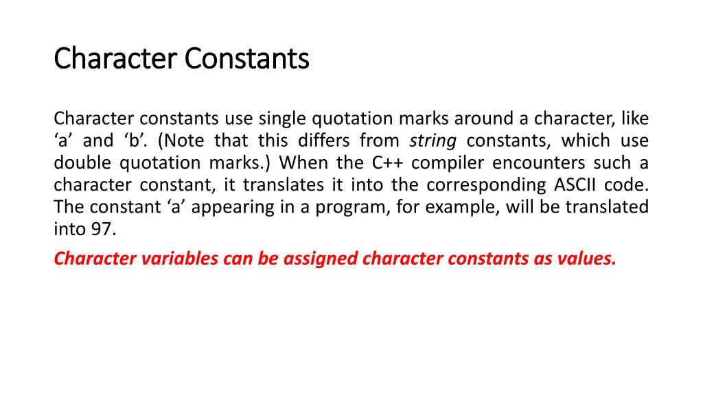 character constants character constants