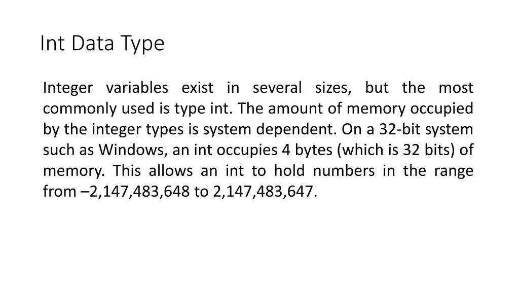 int data type