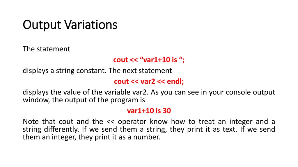 output variations output variations