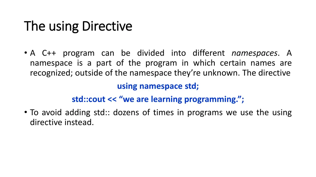 the using directive the using directive