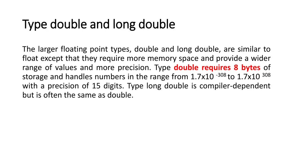 type double and long double type double and long