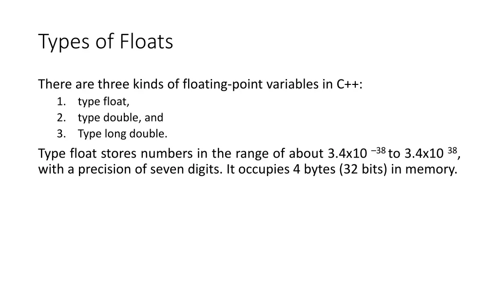 types of floats