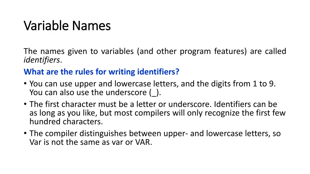 variable names variable names