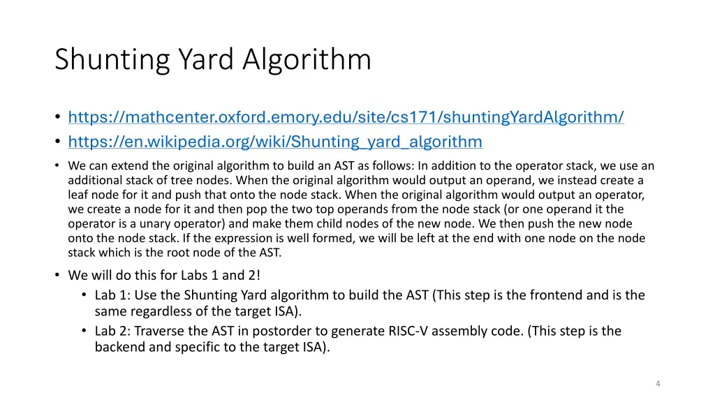 shunting yard algorithm