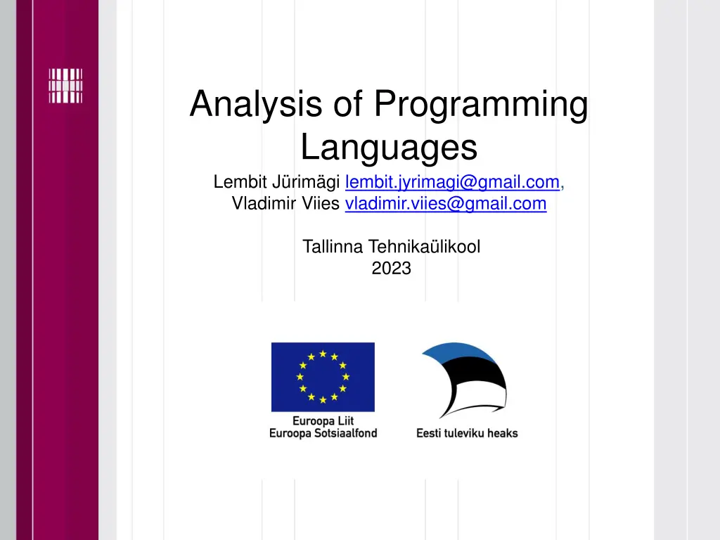 analysis of programming languages lembit