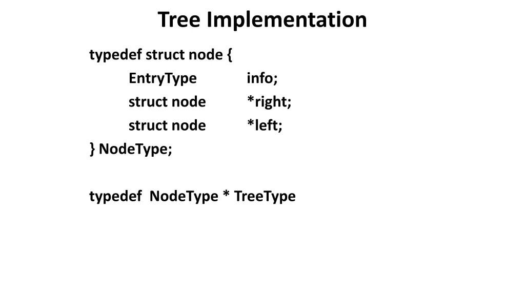 tree implementation