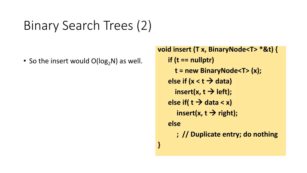 binary search trees 2