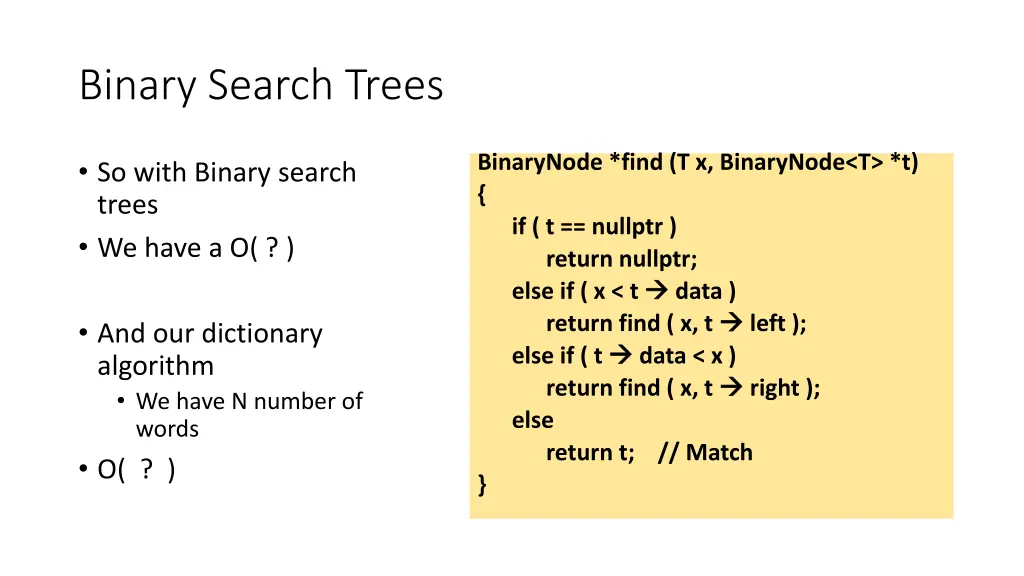binary search trees