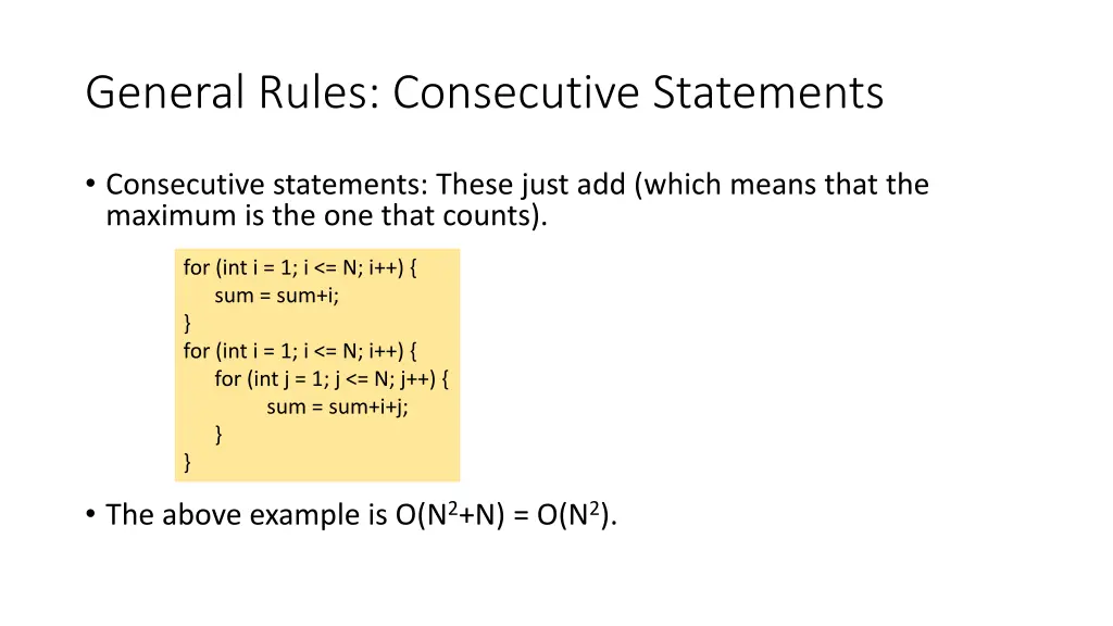 general rules consecutive statements