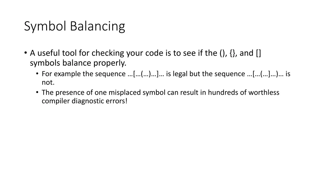 symbol balancing