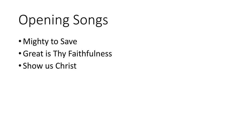 opening songs
