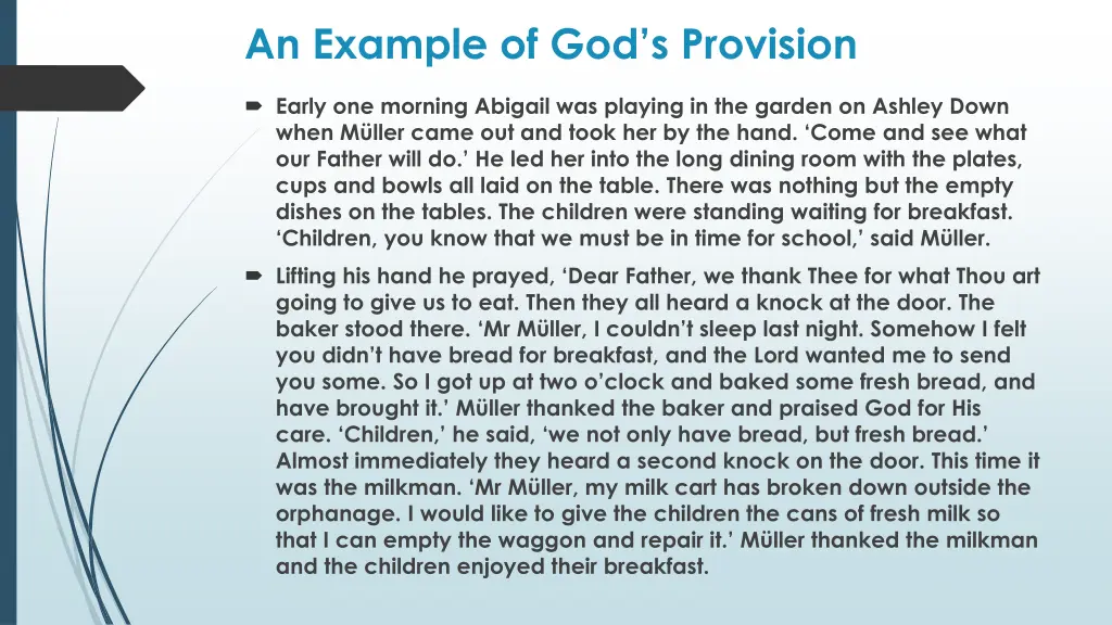 an example of god s provision