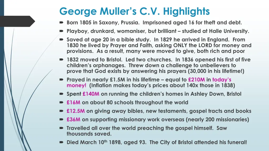 george muller s c v highlights born 1805