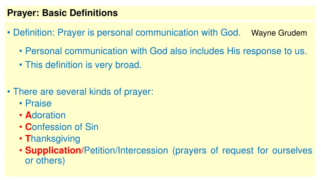 prayer basic definitions