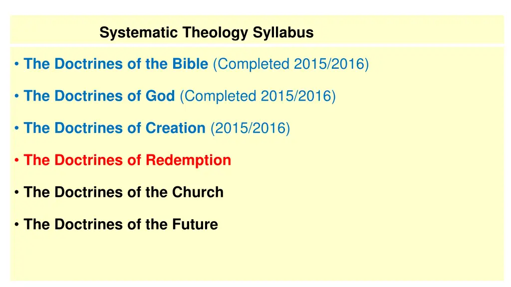 systematic theology syllabus