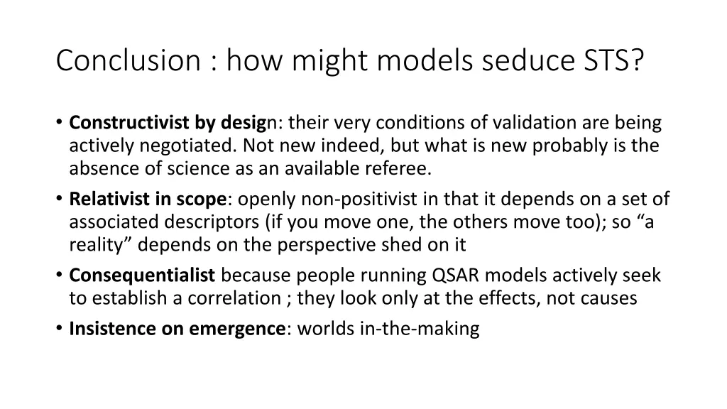 conclusion how might models seduce sts