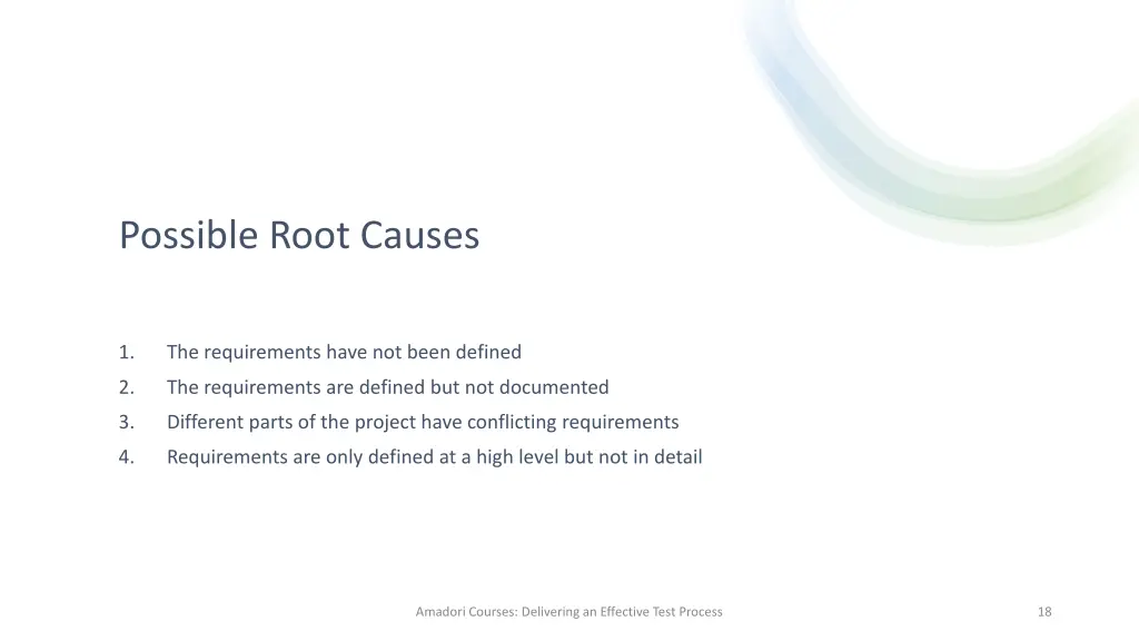 possible root causes