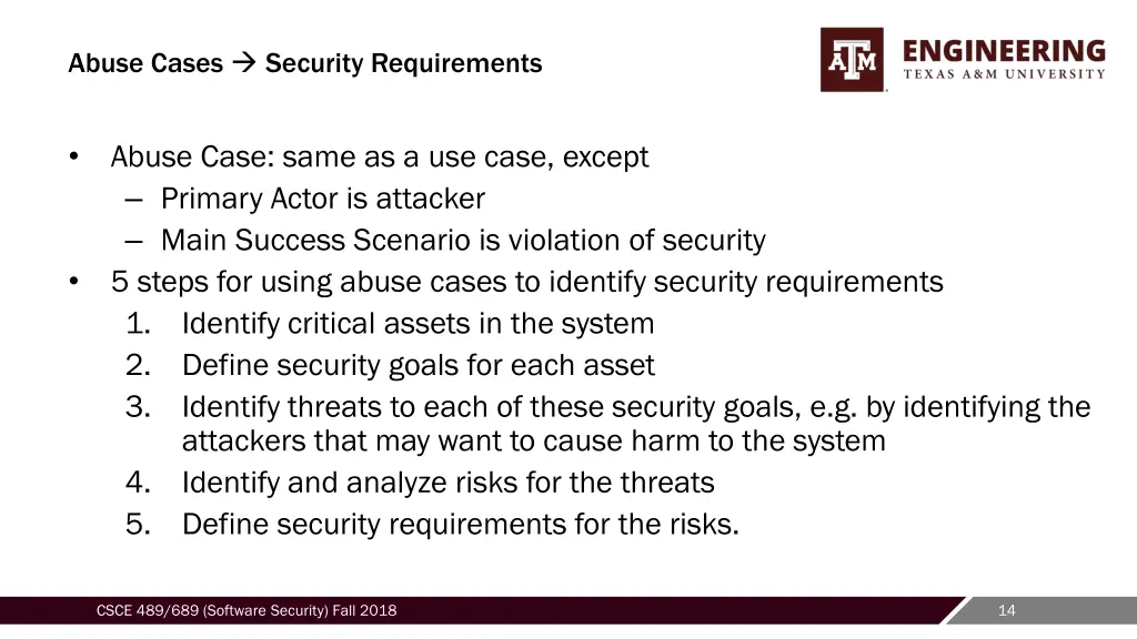 abuse cases security requirements