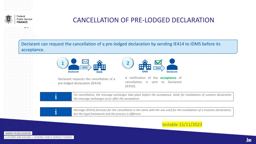 cancellation of pre lodged declaration