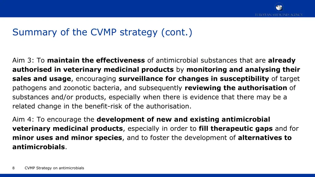 summary of the cvmp strategy cont