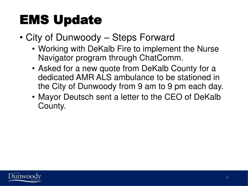 ems update ems update city of dunwoody steps